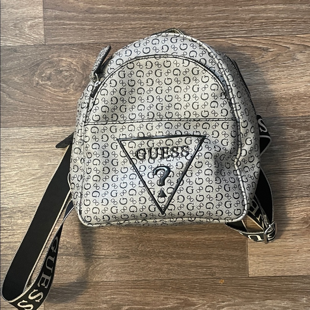 Guess Monogrammed Black and Gray Backpack